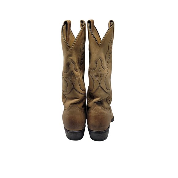 VTG Mens Tony Lama Tan Leather Western Cowboy Boots Sz 9.5 Embroidered Festival - Picture 9 of 12